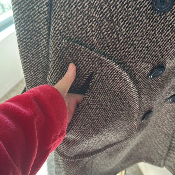 Vertigo Paris Large Long Peacoat NWT Tan/Black Combo Warm Fall/Winter Coat - Picture 5 of 8